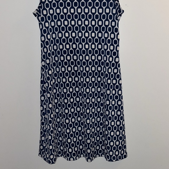 Ronni Nicole Dress Size Small Blue & White Textured Short Sleeveless Geometric - Picture 3 of 5